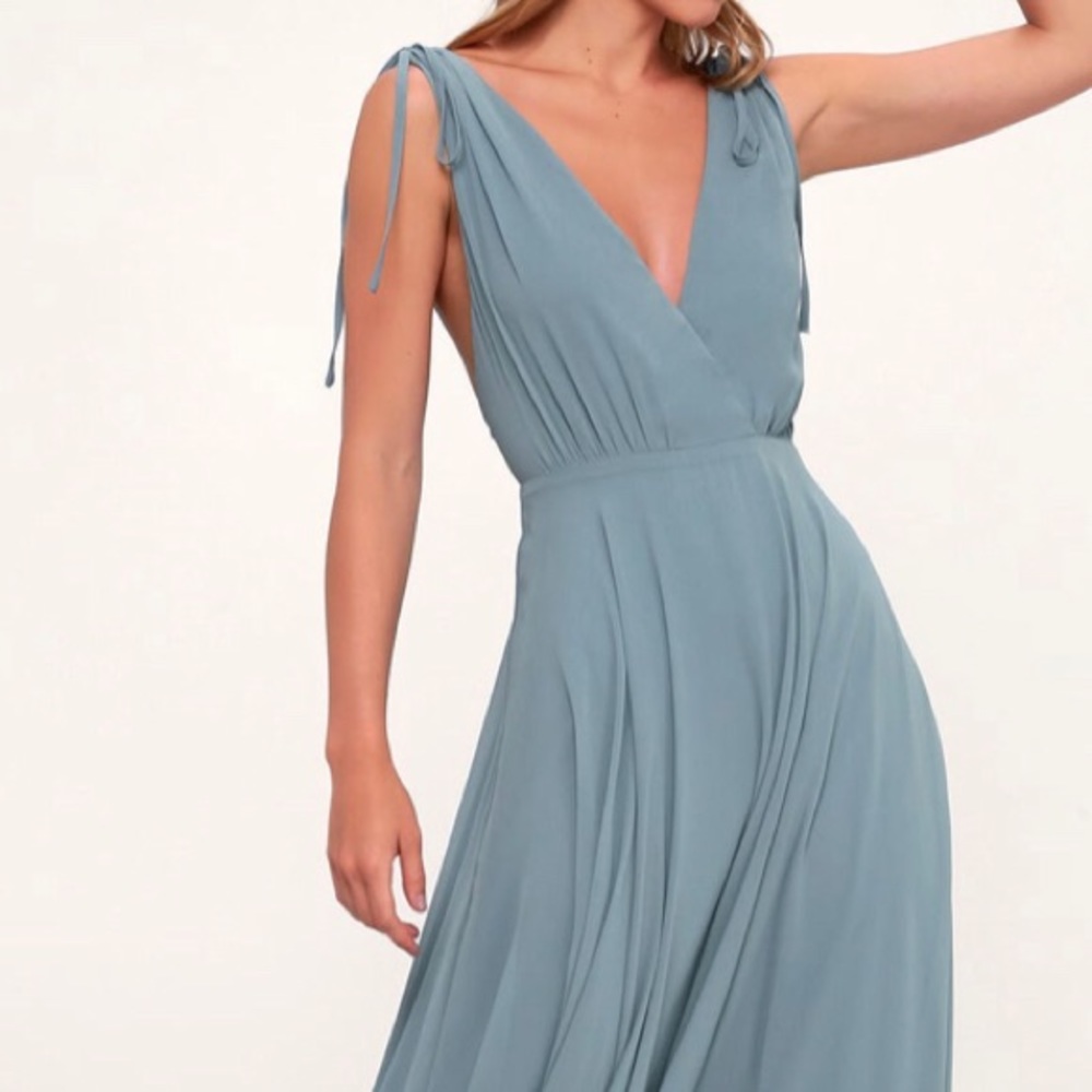 Lulus Dance The Night Away Slate Blue Maxi Dress